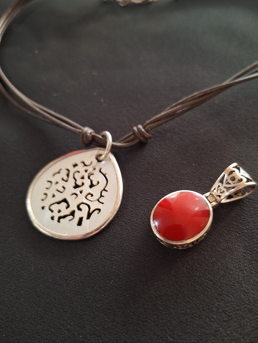 Silpada Abalone Shell Cut-out Necklace & Carnelian Pendant Retired